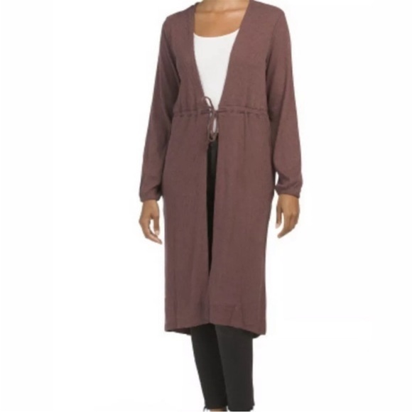 *BLACK* NWT, Chaser Relaxed Fit Love Rib Tie Front Hi-lo Sweater Duster Cardigan - Picture 1 of 3